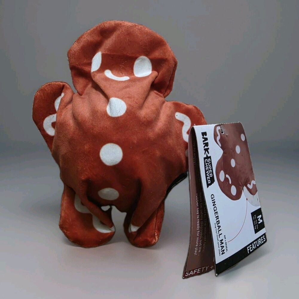 Bark Box Super Chewer Gingerball Man Dog Toy Gingerbread Christmas Size Medium
